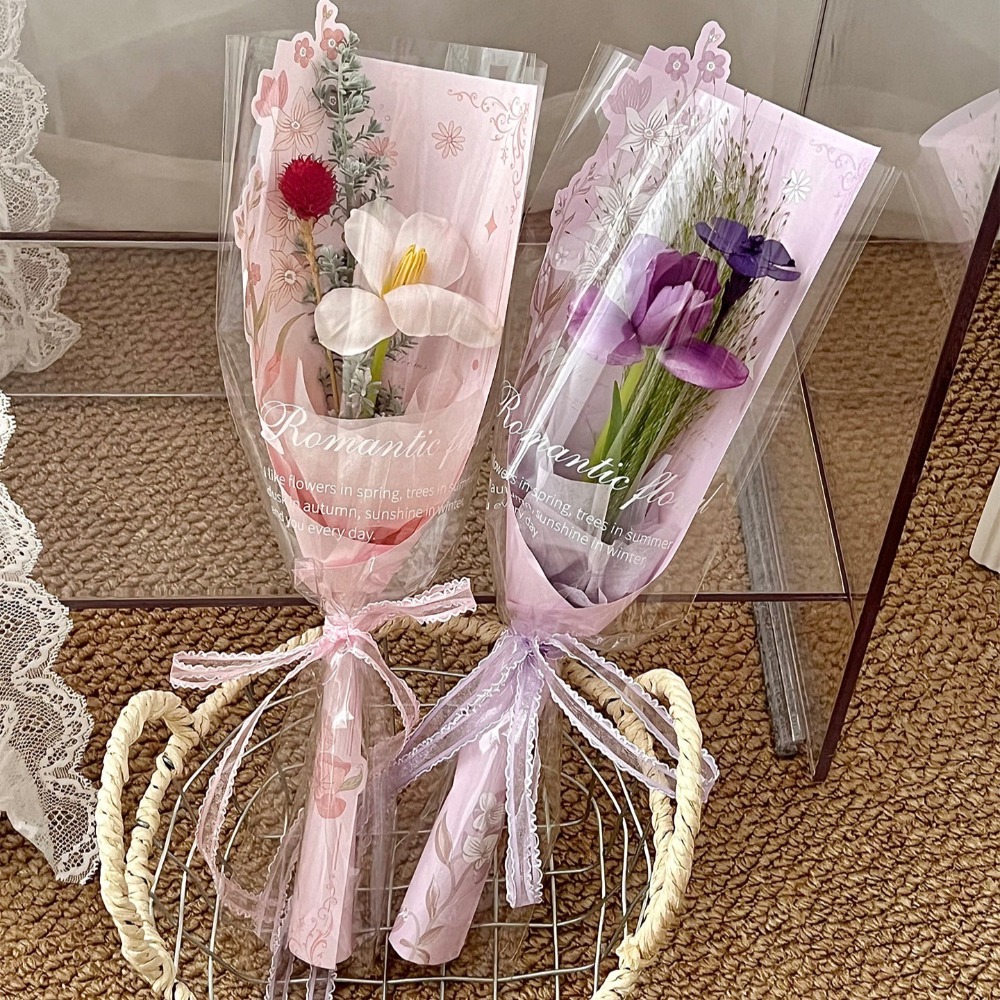 Florist Supply House - 10 Stück Transparente Blumenverpackungsbeutel mit Hintergrundkarton,