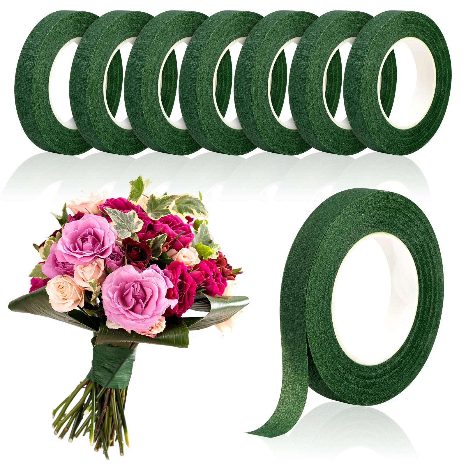 Floral Tape Green - 20 Yards grünes Blumenband, selbstklebendes Geschenkpapierband,