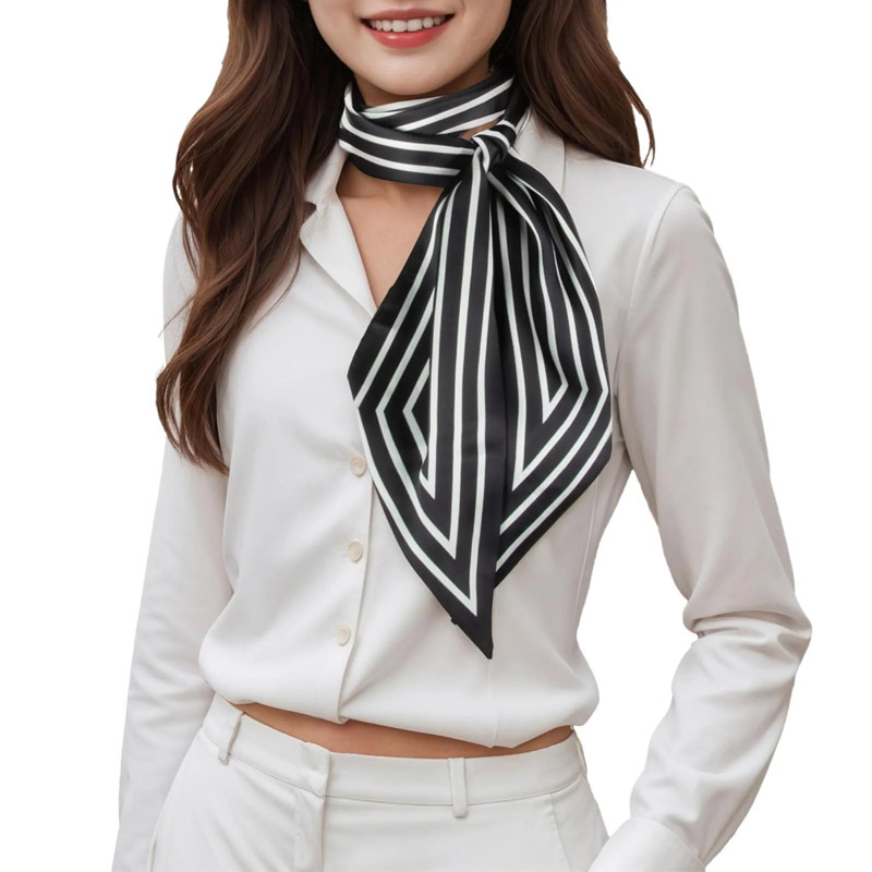 Ribbon Wired Satin - Mode Streifen Haar Band Schal Frauen