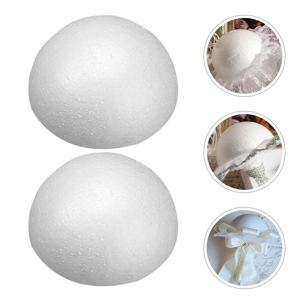 Bouquet Holder Foam - 4 Stück weiße Schaumstoff-Halbkugeln für DIY-Malerei,