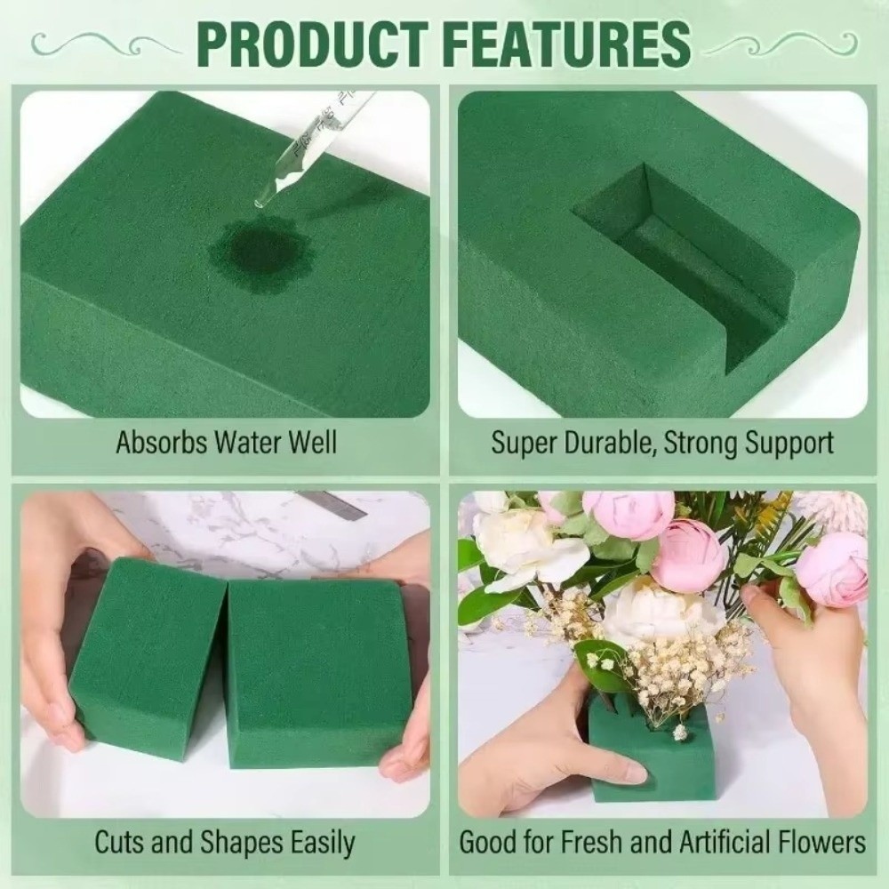 Bouquet Holder Foam - Grüner Blumenarrangement-Schaumstoff, rechteckig, DIY-Blumenhalter, Trocknungs- und