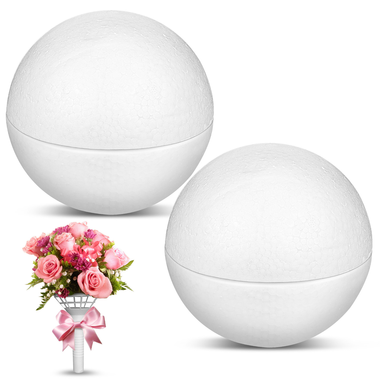 4 Stück weiße Schaumstoff-Halb – Bouquet Holder Foam Bewertung und Preis